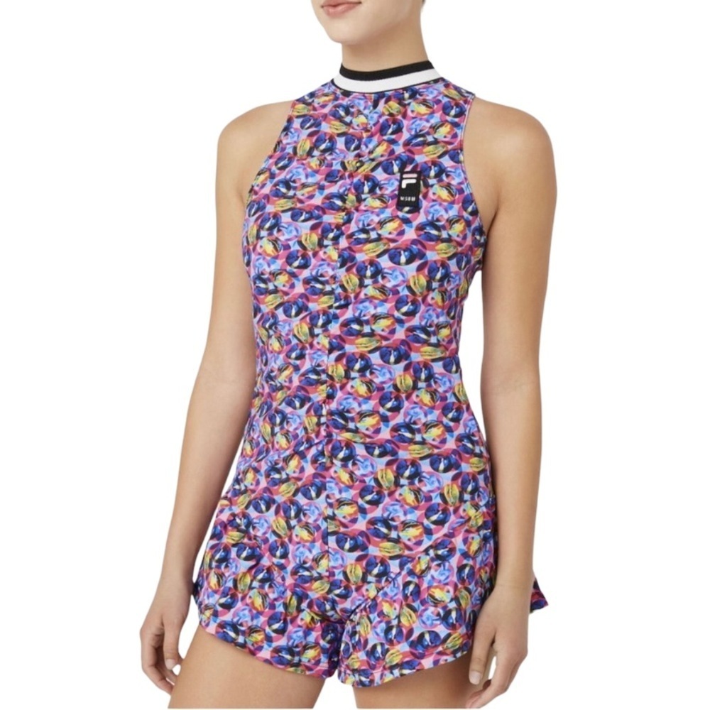 MSGM X Fila Tie Dye Romper in Pink Glow Multicolored‎